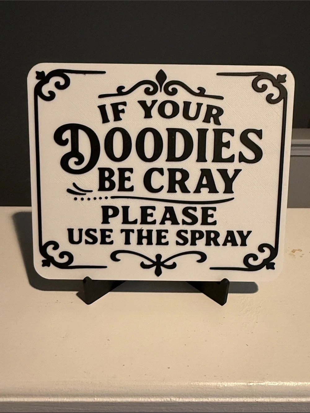 Set of 4 Humorous Bathroom Signs - Black & White
